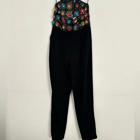 Alice + Olivia Black Jumpsuit Wide-Leg Design - Picture 2 of 8